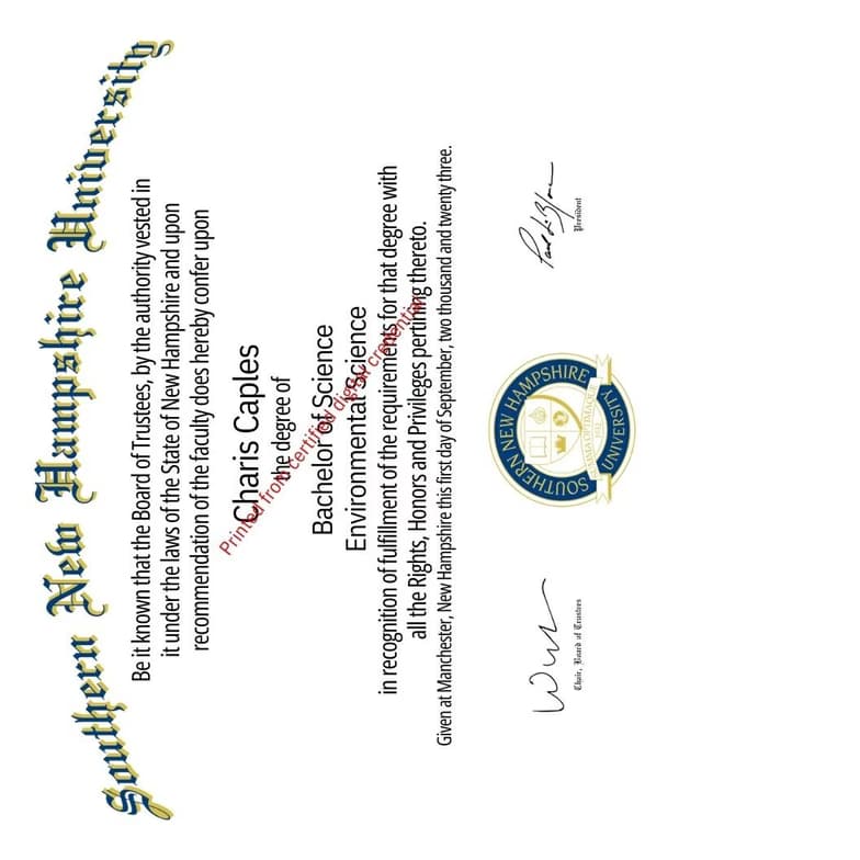 Verified degree or teaching certification of Charis