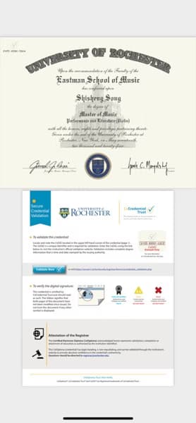 Verified degree or teaching certification of Shisheng