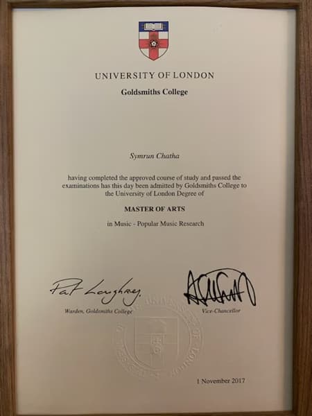 Verified degree or teaching certification of Symrun 