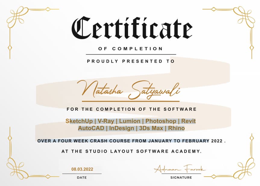 Natasha graduated from DR APJ ABDUL KALAM TECHNICAL UNIVERSITY