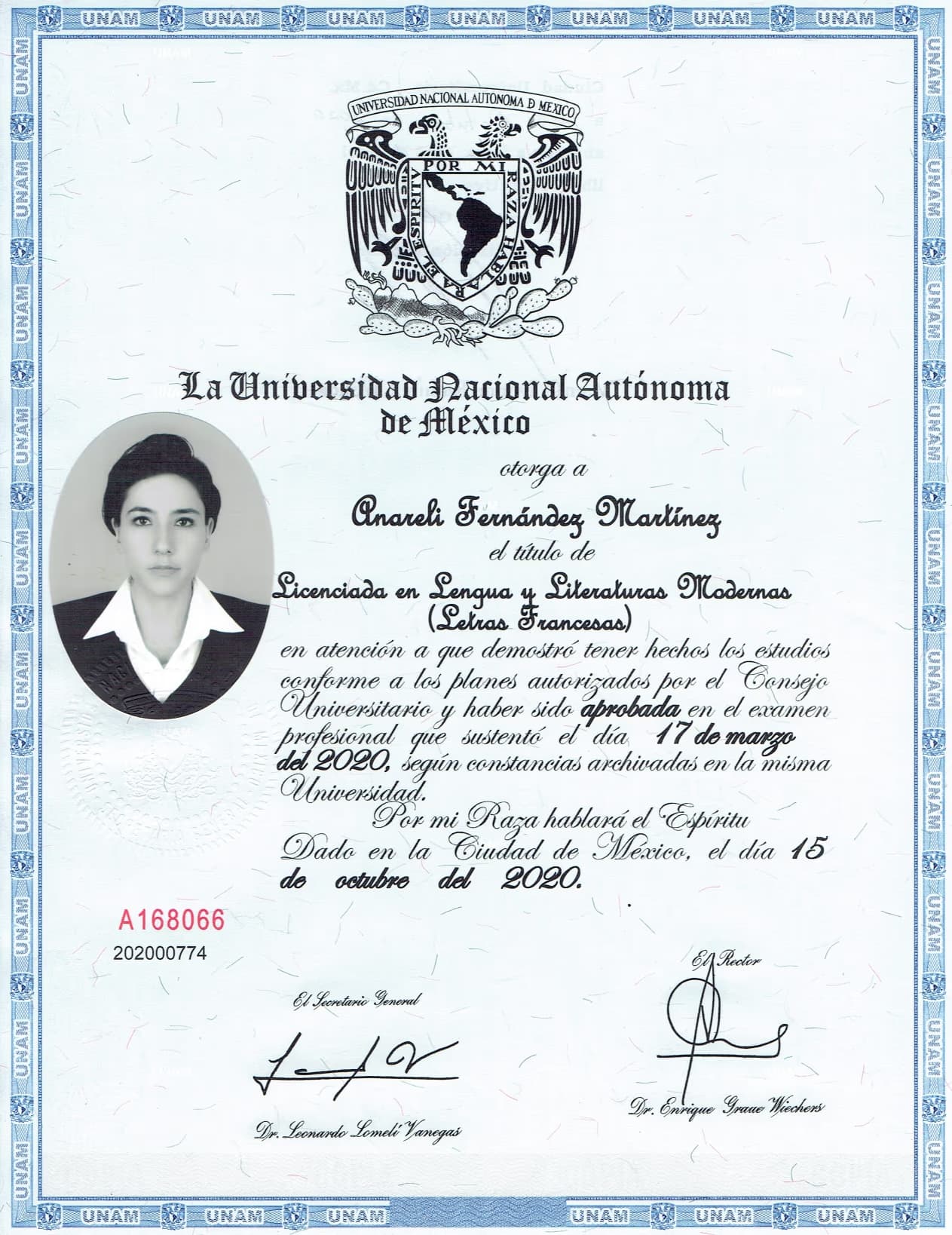 Anareli graduated from National Autonomous University of Mexico