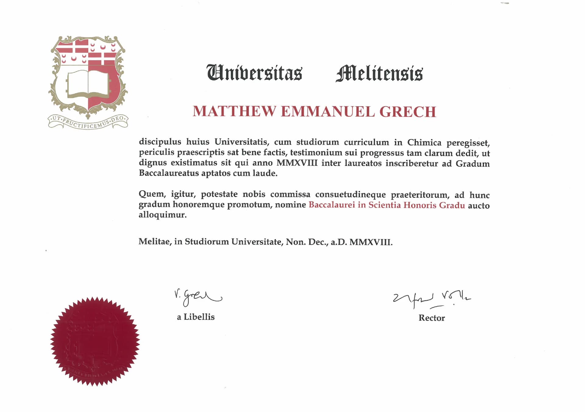 Matthew graduated from University of Malta