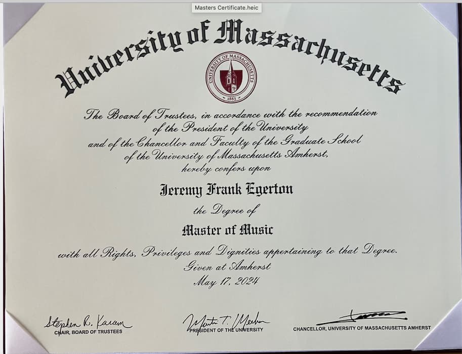 Jeremy graduated from University of Massachusetts Amherst