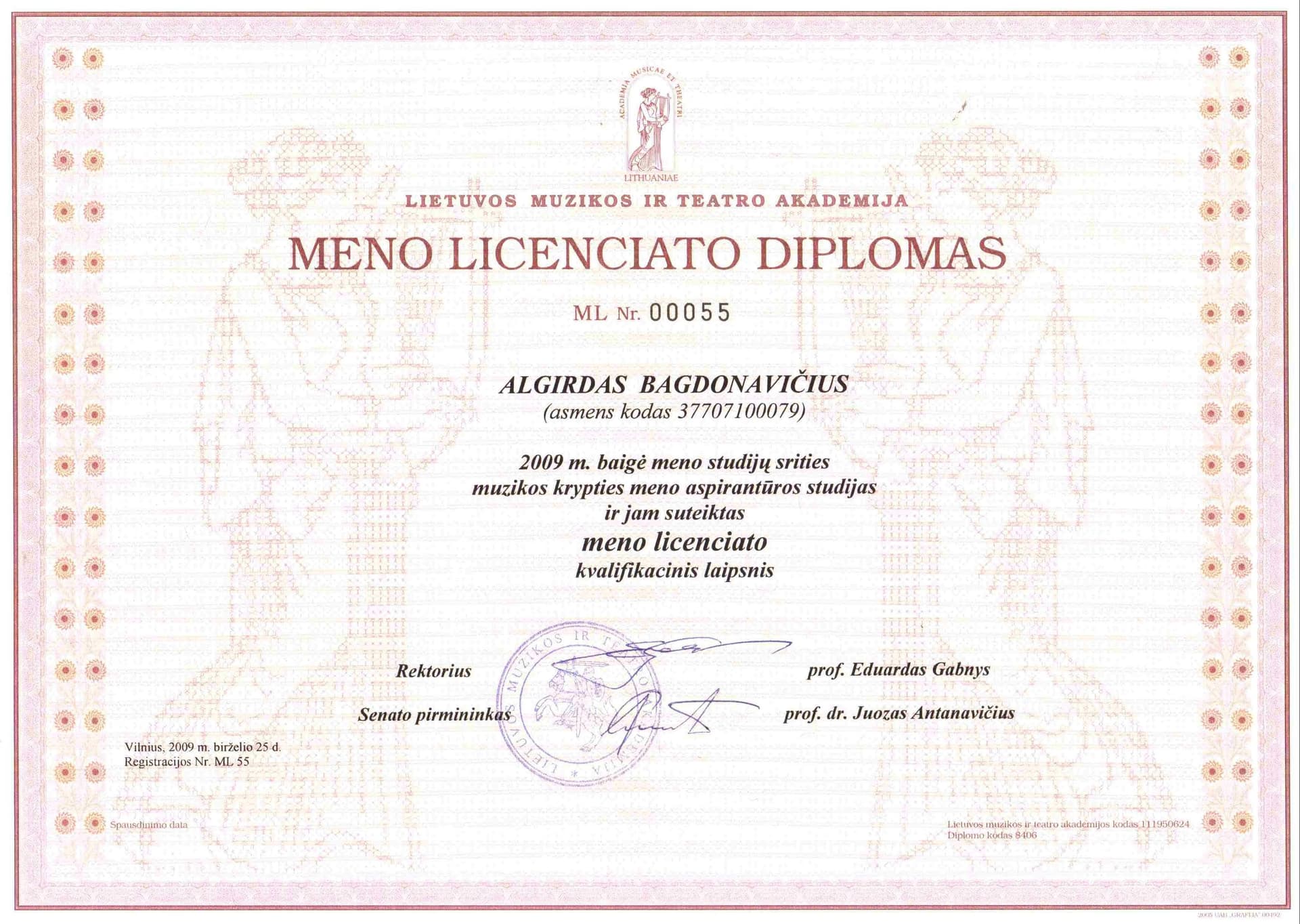 Algirdas graduated from Lithuanian Academy of Music and Theatre