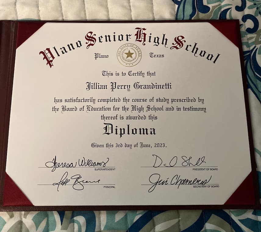 Jillian  graduated from NHA