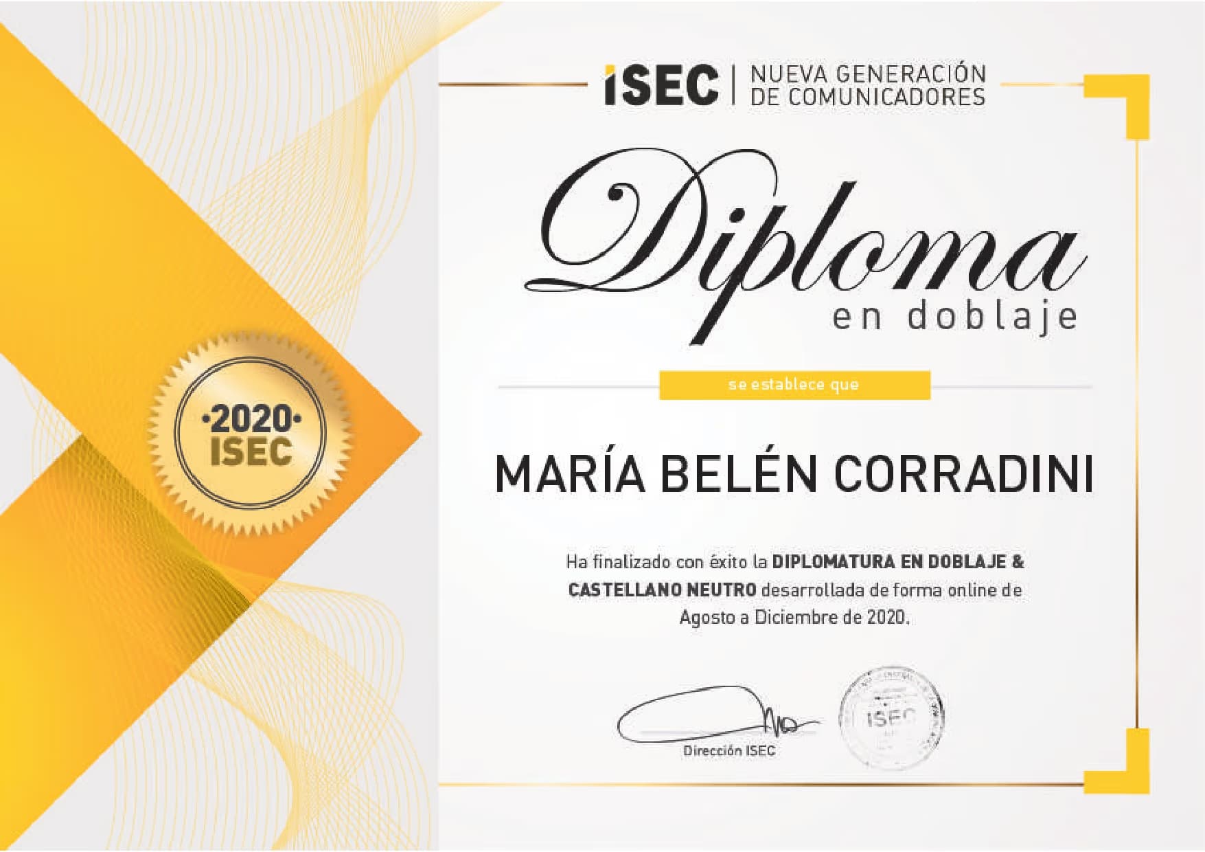 Maria  graduated from ISEC