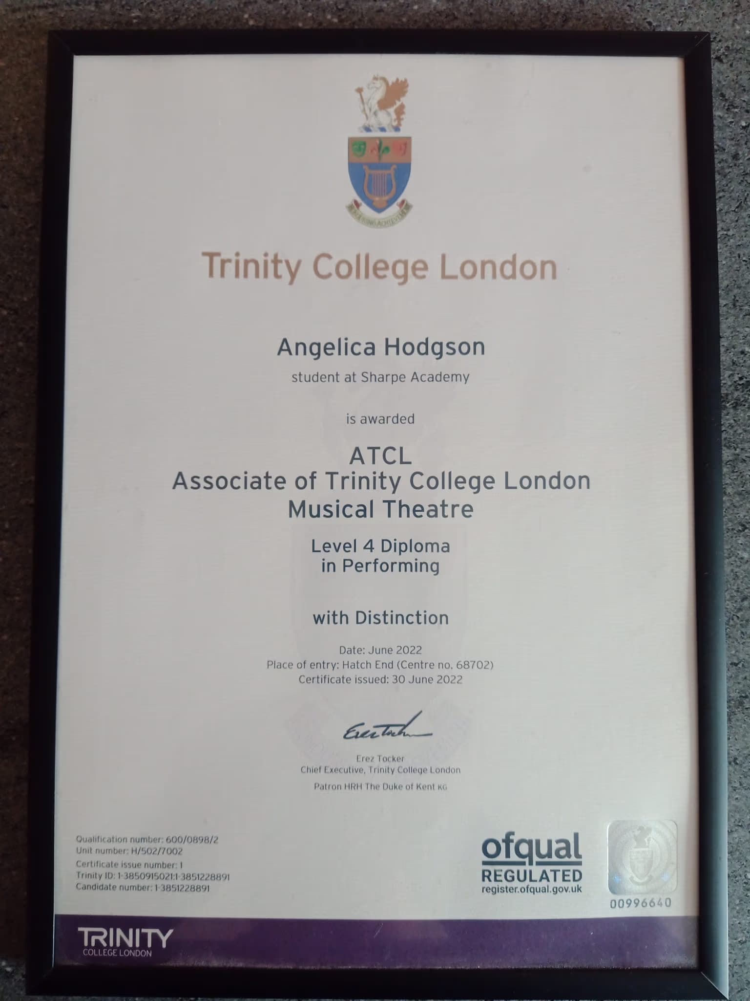 Angelica graduated from Sharpe Academy