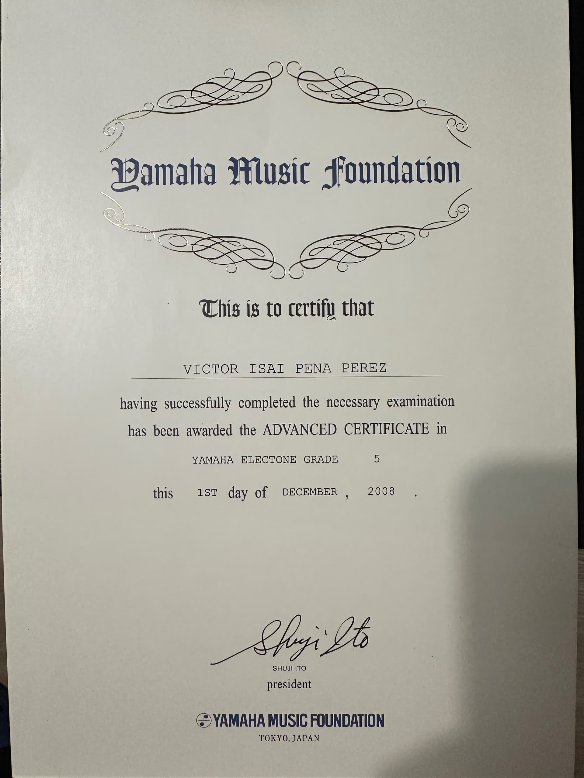 Victor  graduated from Yamaha