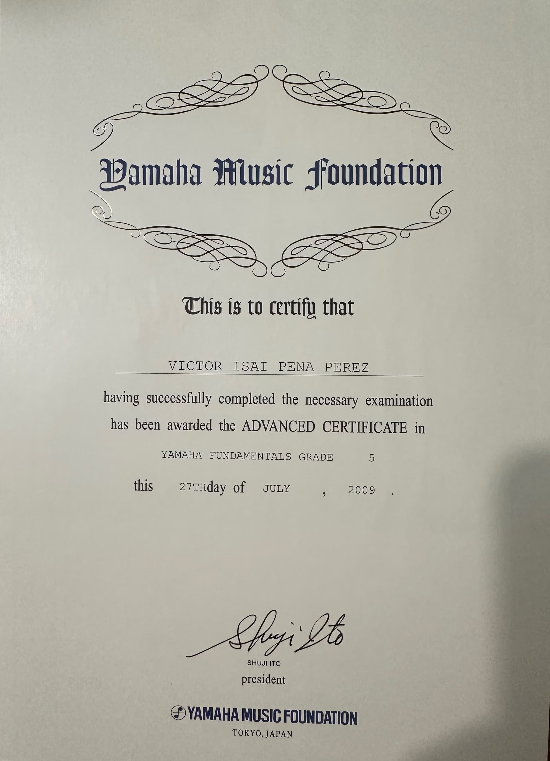 Victor  graduated from Yamaha