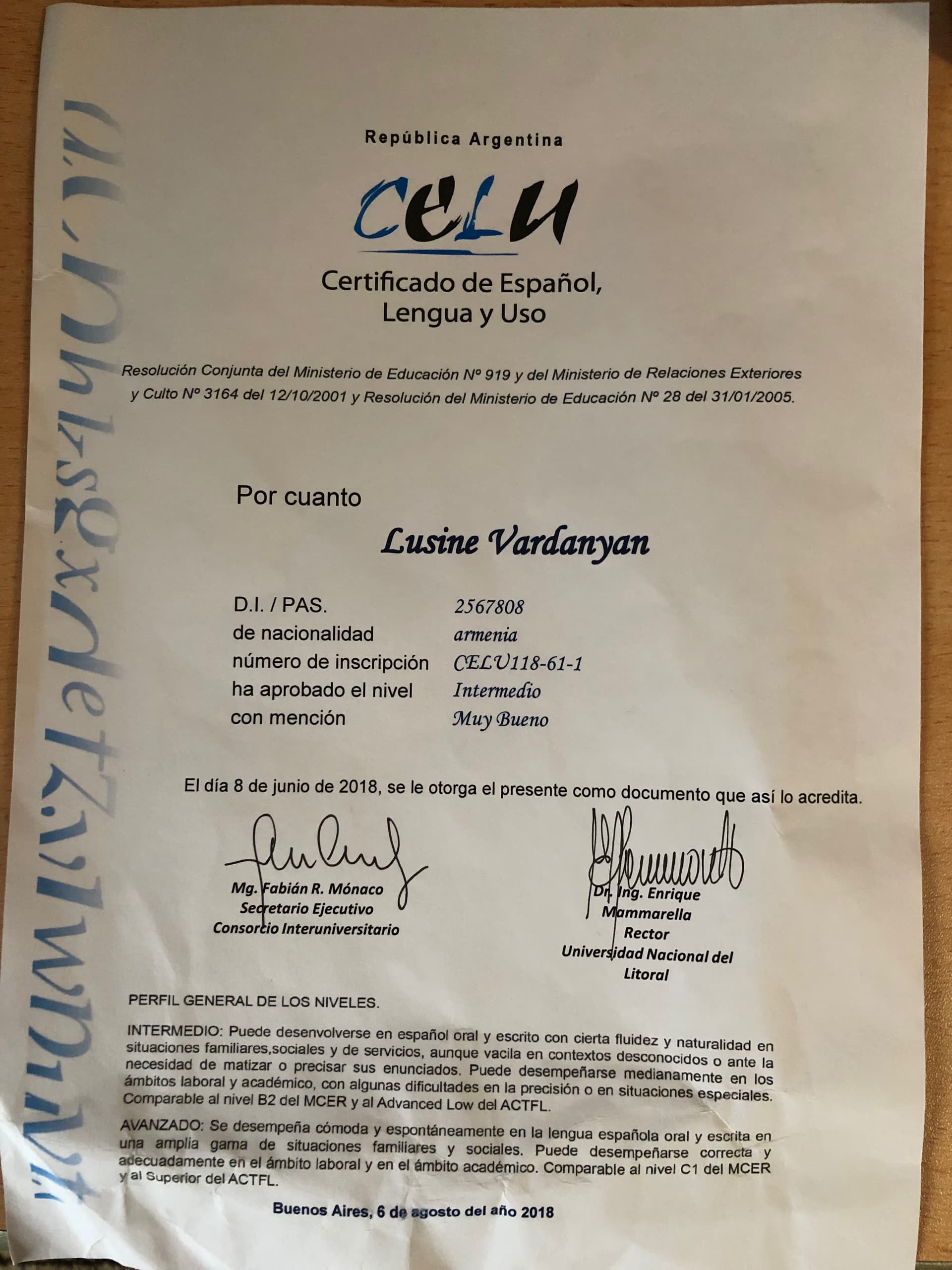 Lusine graduated from Slavonic State University