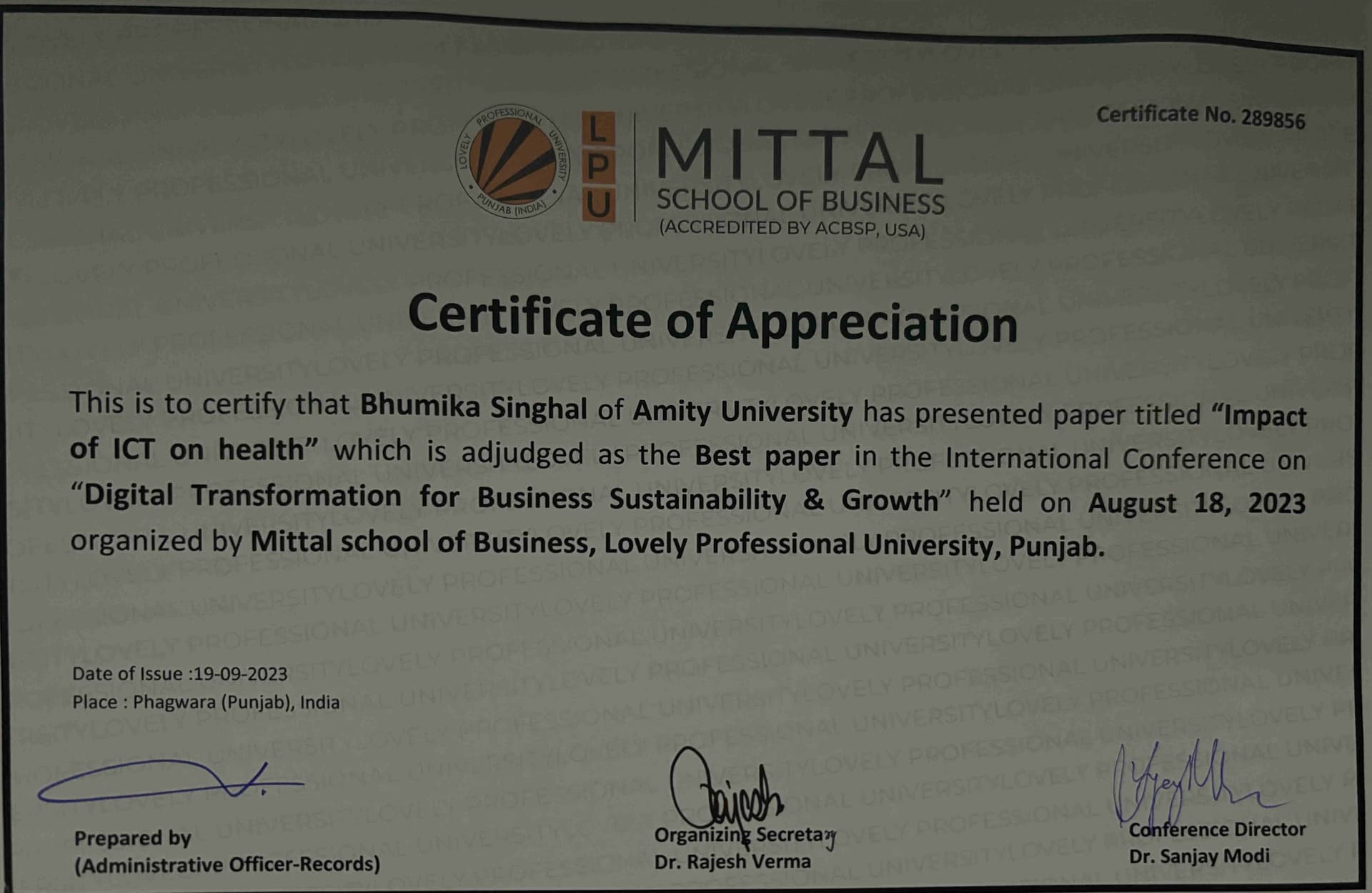 Bhumika graduated from IGNOU