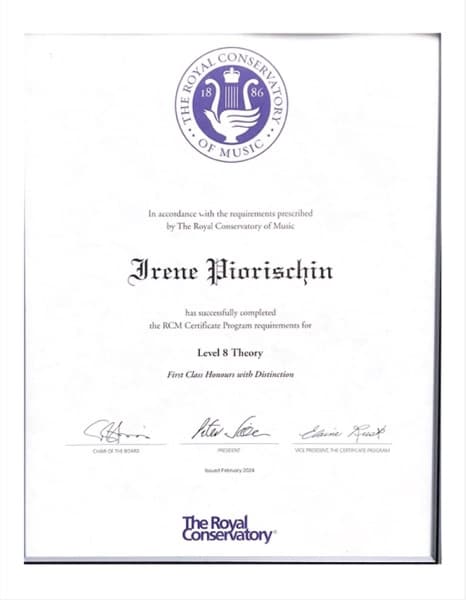 Irene graduated from Royal Conservatory of Music