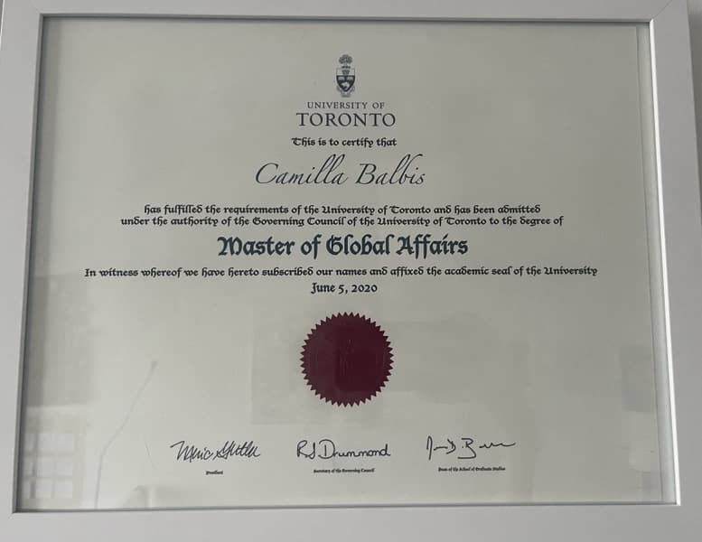 Camilla graduated from University of Toronto