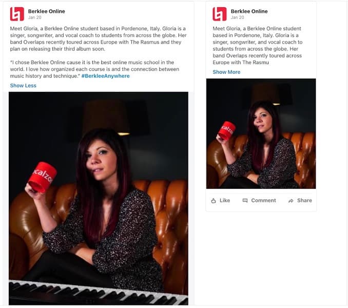 Gloria graduated from Berklee Boston online