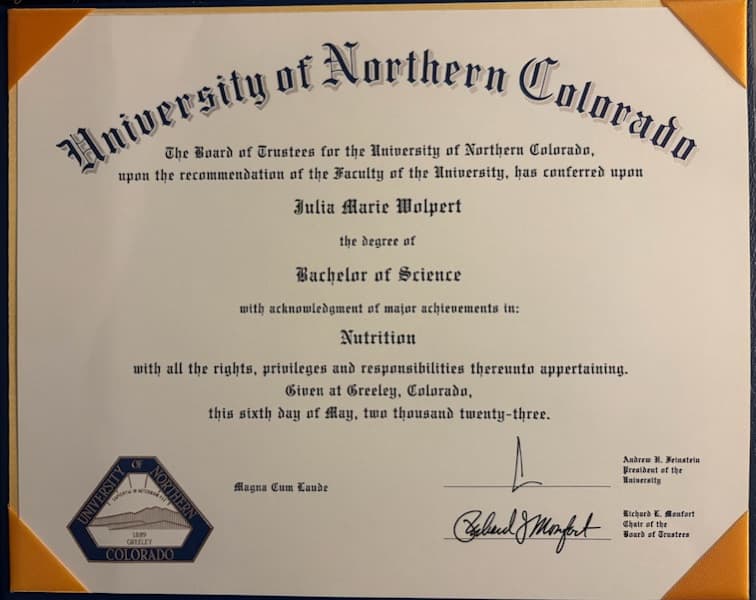 Julia graduated from University of Northern Colorado
