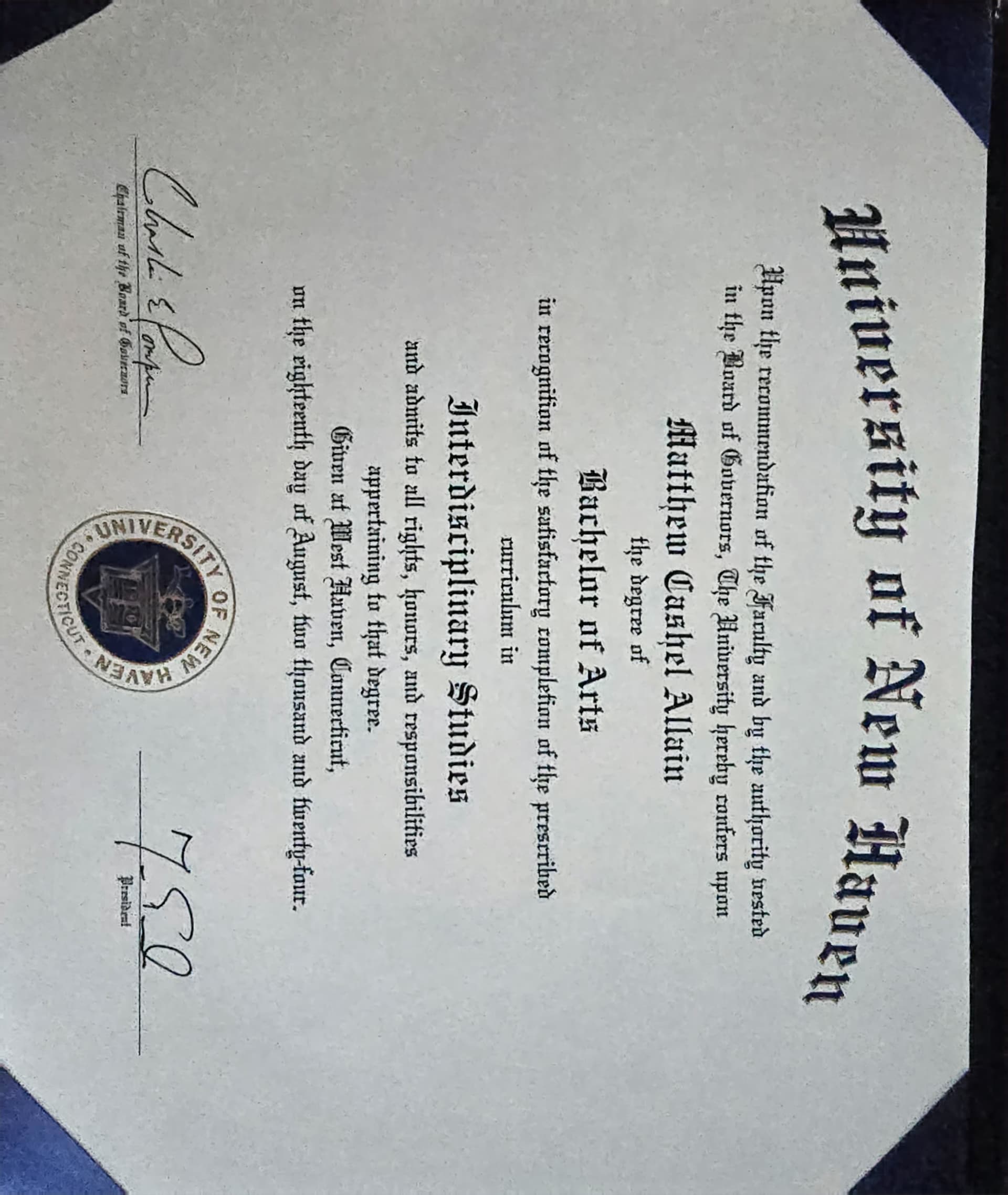 Cash graduated from University of New Haven