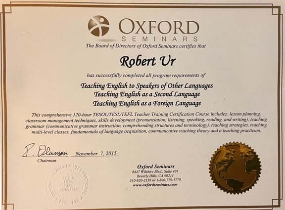 Robert graduated from Oxford Seminars