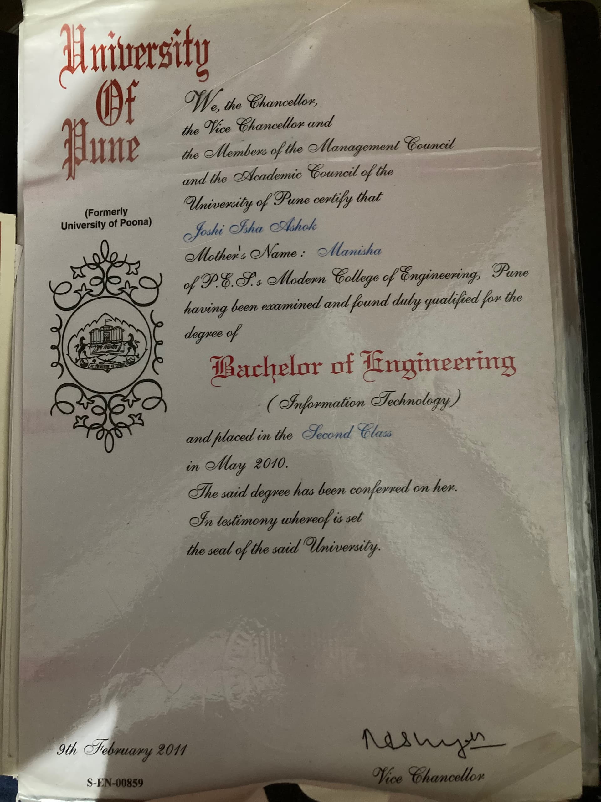 Isha graduated from ICFAI University