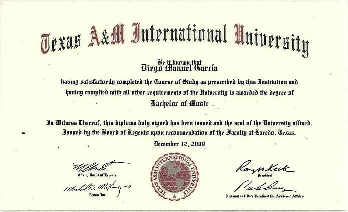 Diego graduated from Texas A&M International University