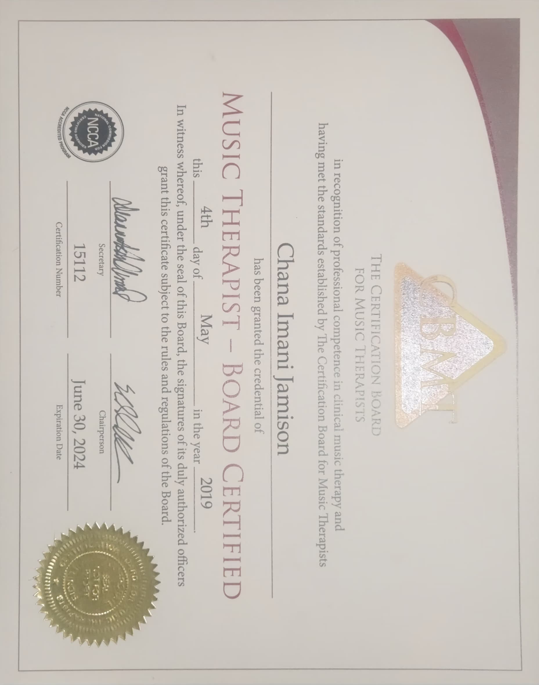 Chana graduated from Howard University