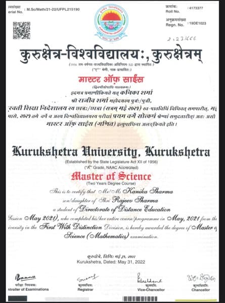 Kanika  graduated from Chaudhary Ranbir Singh University