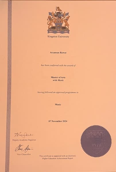 Aryaman graduated from Kingston University London