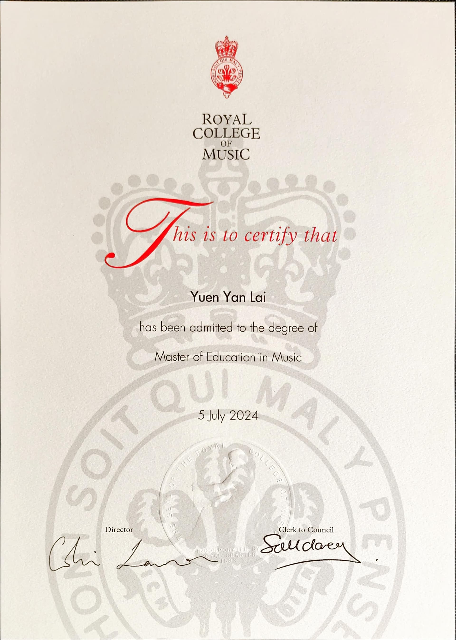 Christina graduated from Royal College of Music