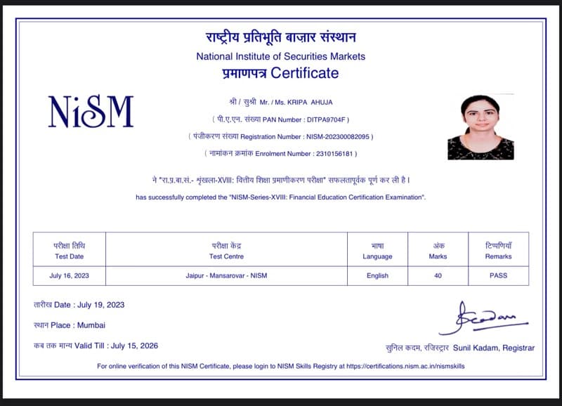 Kripa graduated from University of Rajasthan