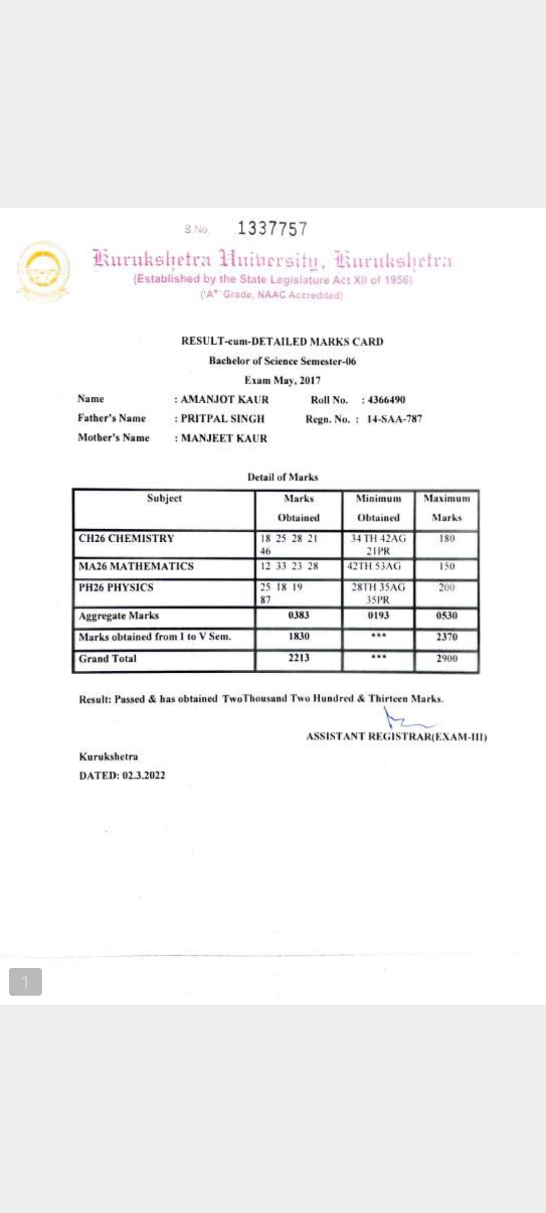 Certificates of Amanjot