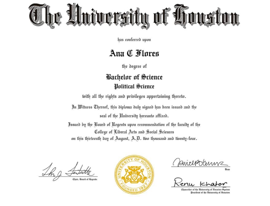 Ana graduated from University of Houston
