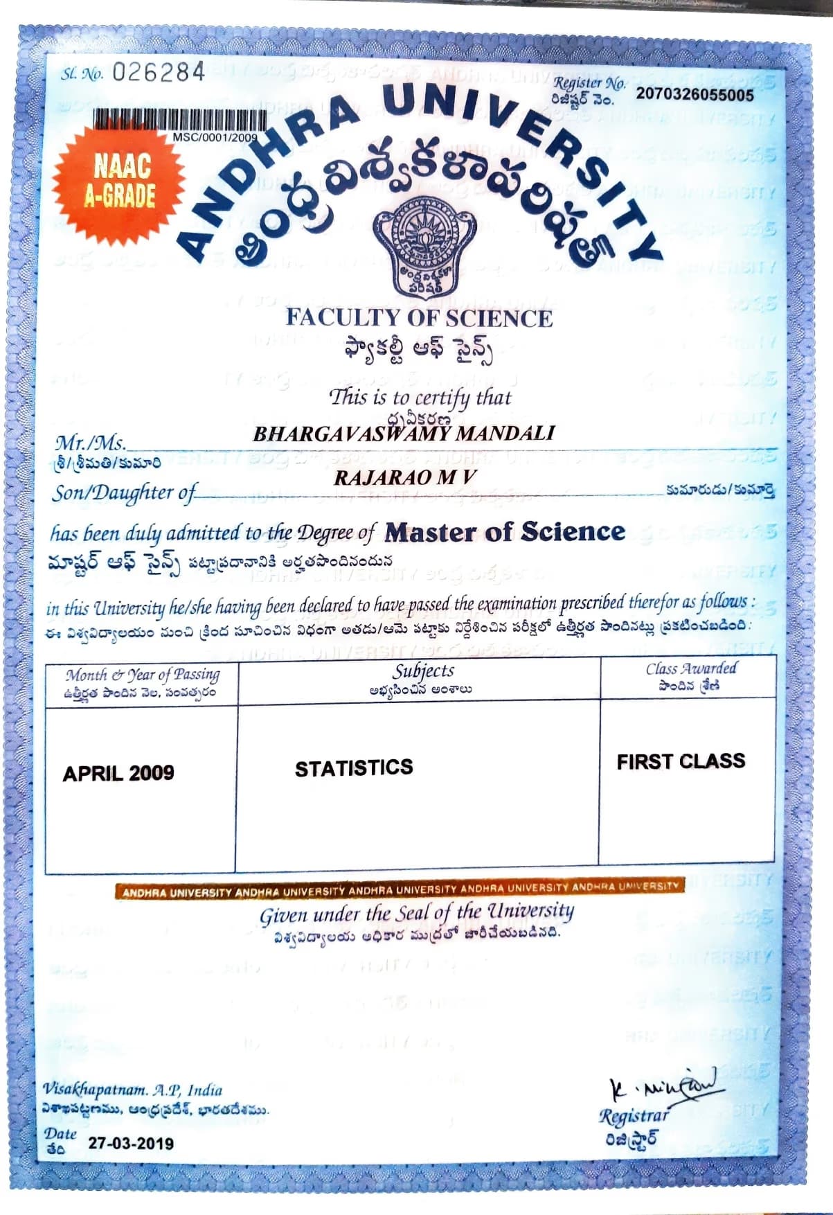 Bhargava graduated from Acharya Nagarjuna University