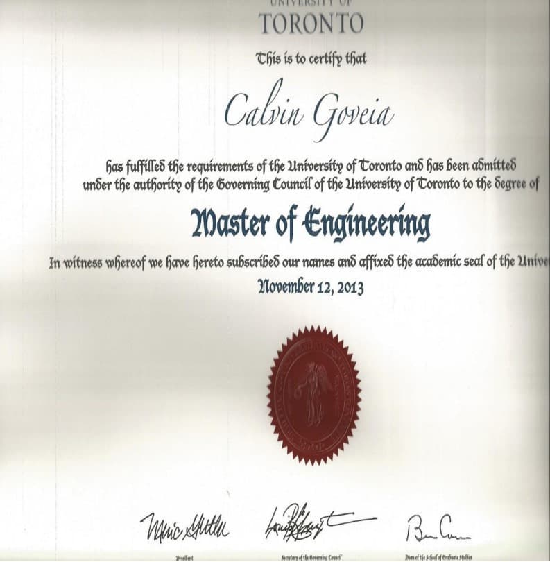 Calvin graduated from University of Toronto