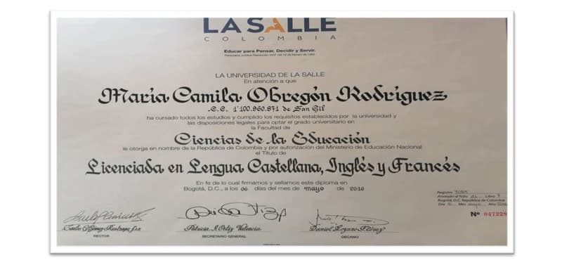 Camila graduated from La Salle Univertity