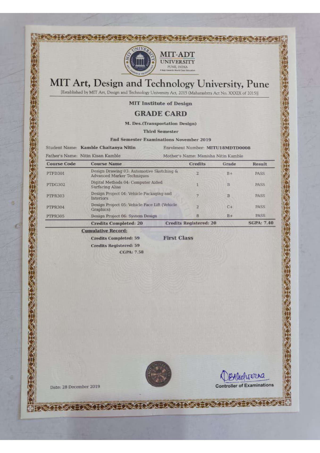 Chaitanya graduated from Savitribai Phule Pune University