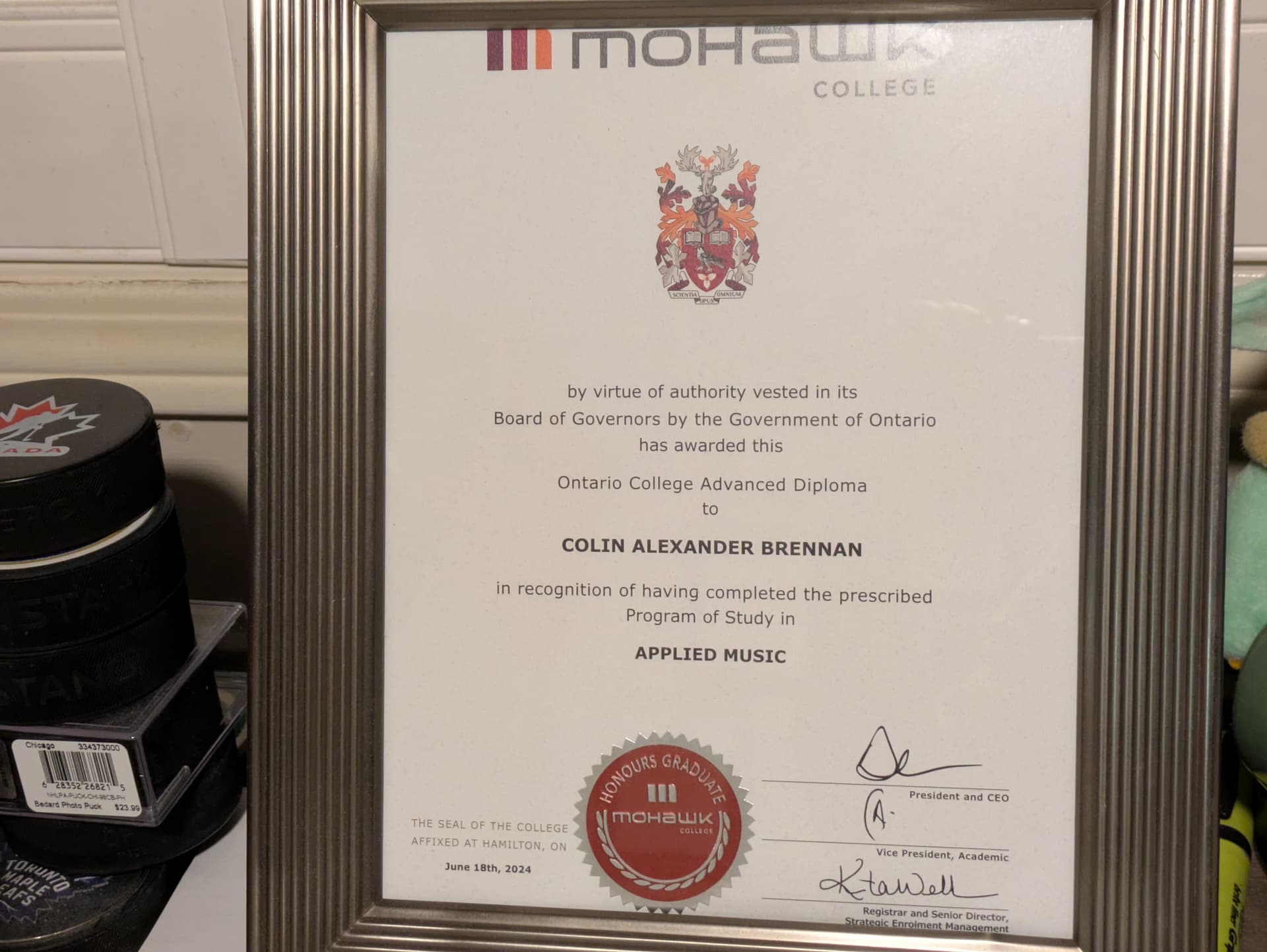 Colin graduated from Mohawk College