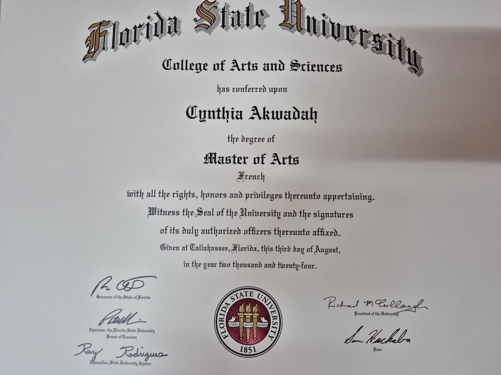 Cynthia graduated from Kwame Nkrumah University of Science and Technology