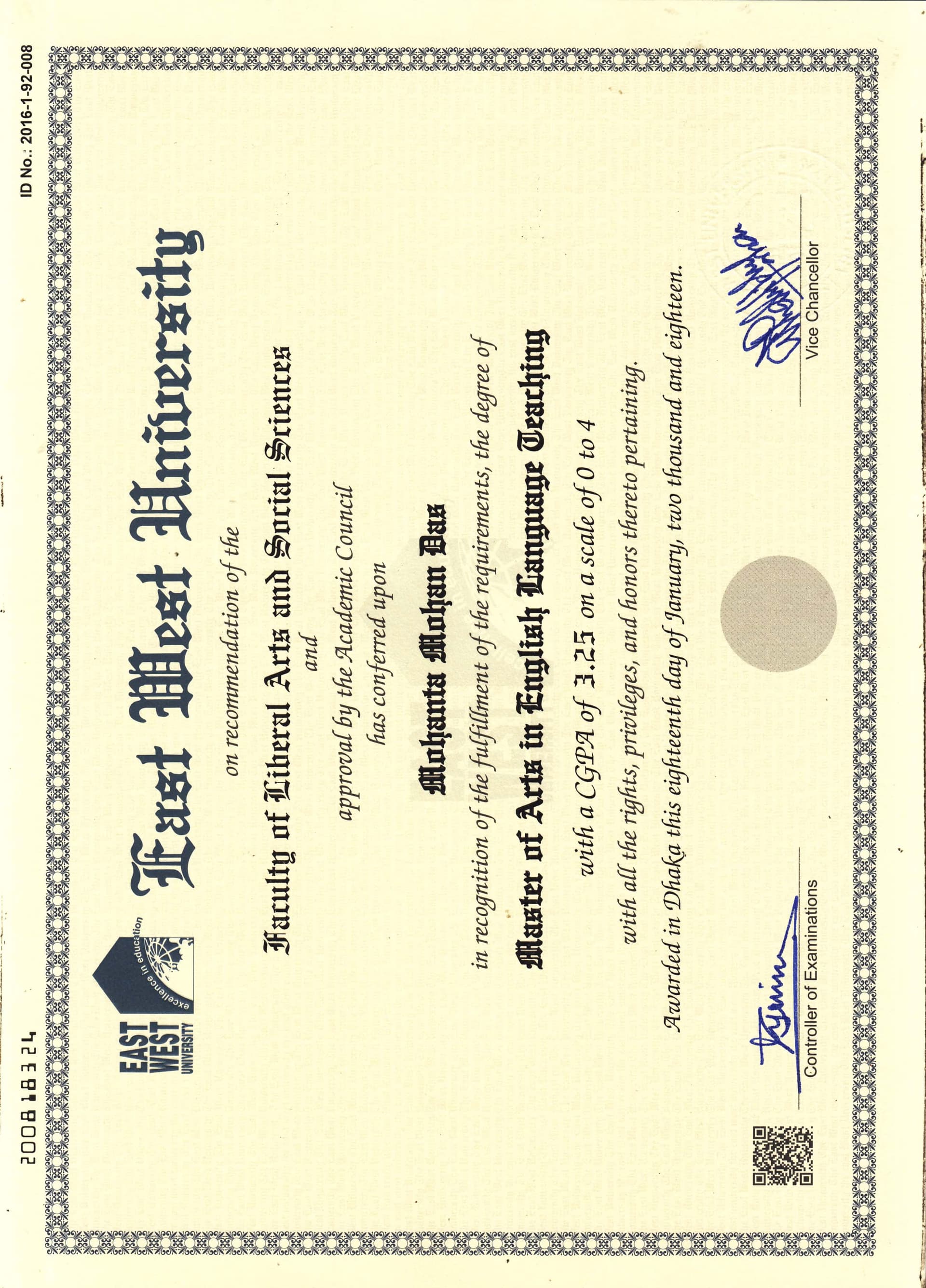 Mohanta graduated from Stamford University Bangladesh