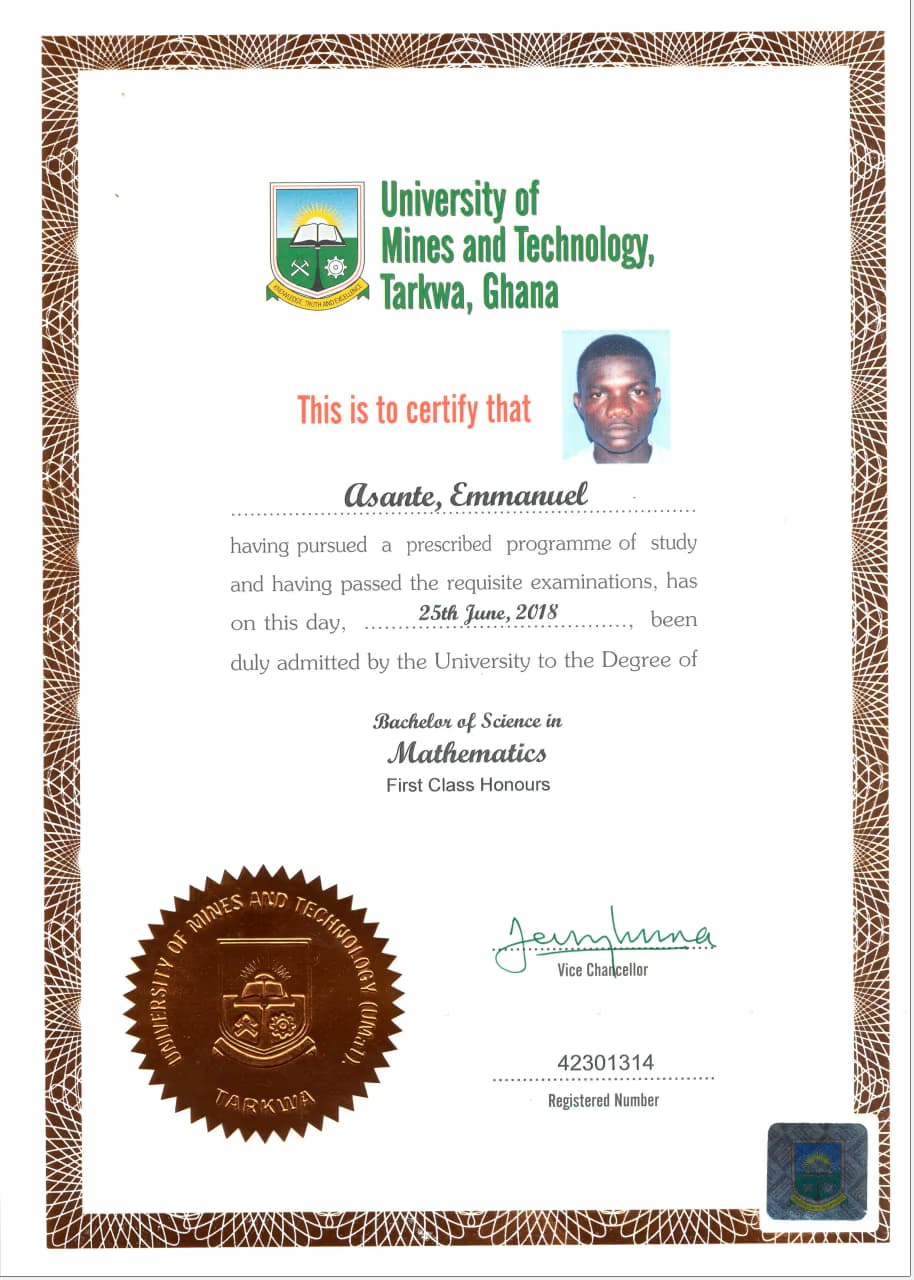 Emmanuel graduated from University of Mines and Technology