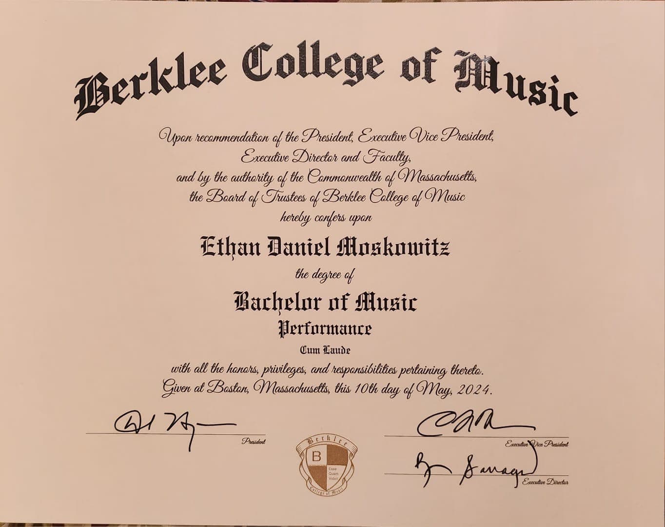 Ethan graduated from Berklee College of Music
