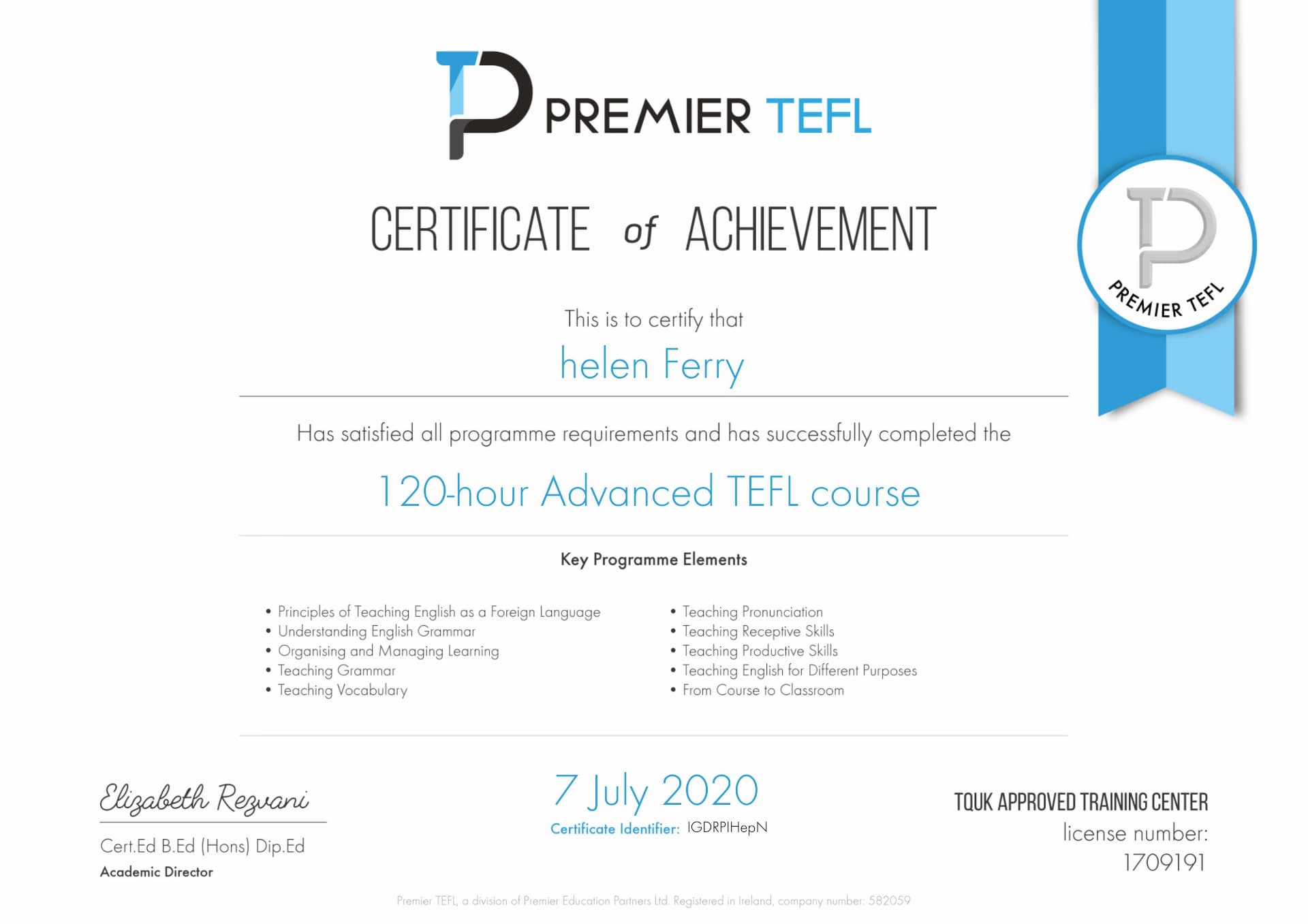 Helen graduated from Bradford