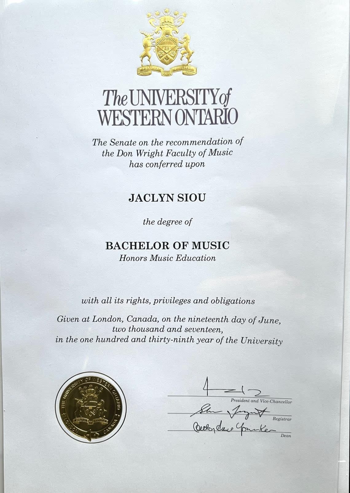 Jaclyn  graduated from Western University 
