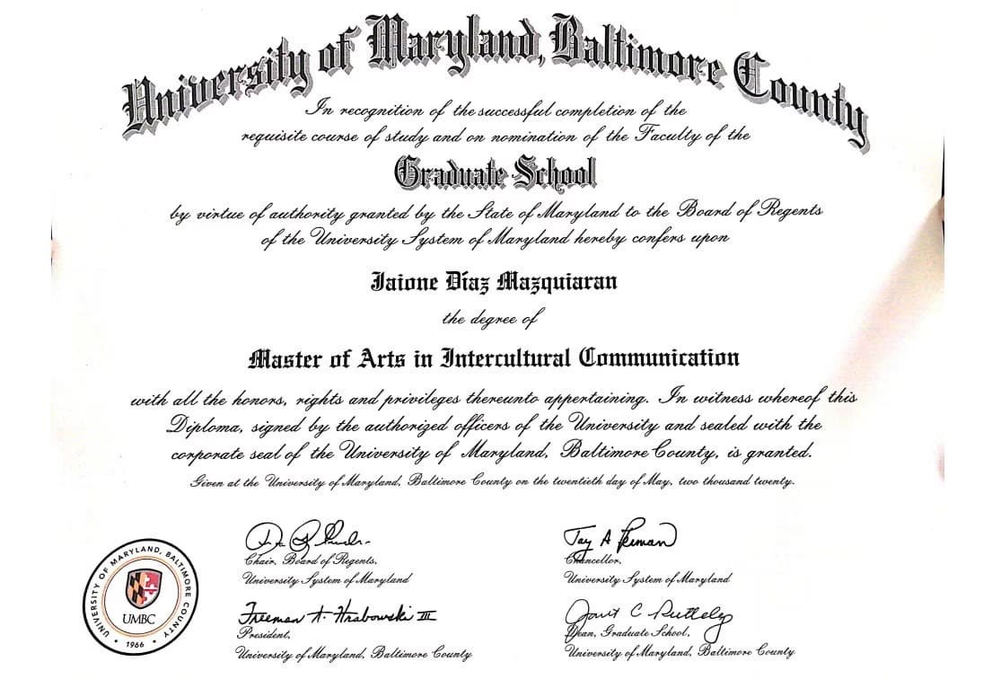 Jaione graduated from University of Maryland Baltimore County