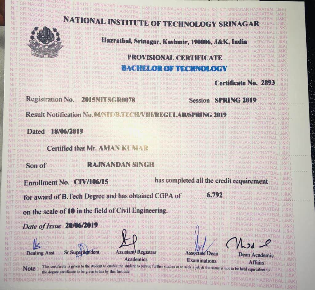 Aman graduated from National Institute of Technology, Srinagar