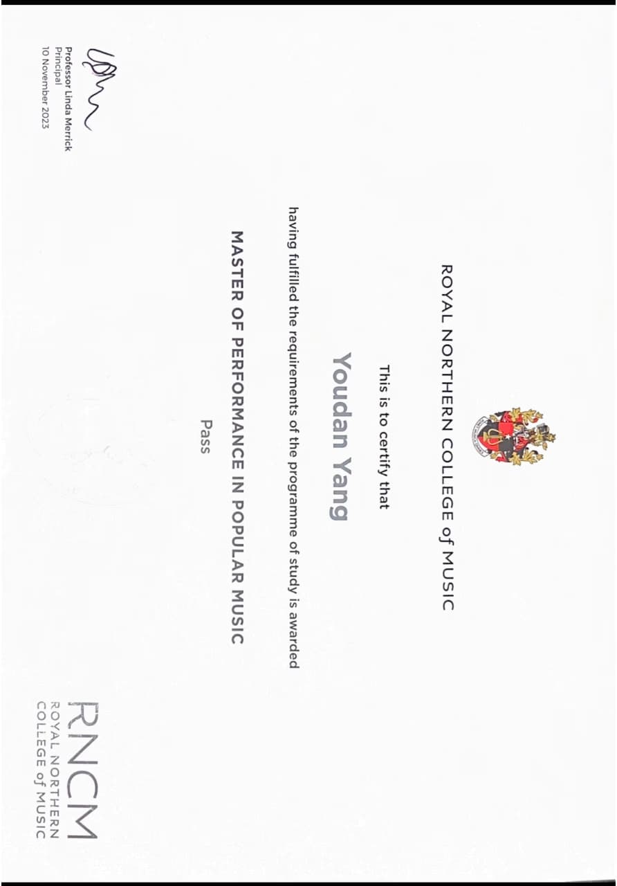 Youdan graduated from Royal Northern College of Music