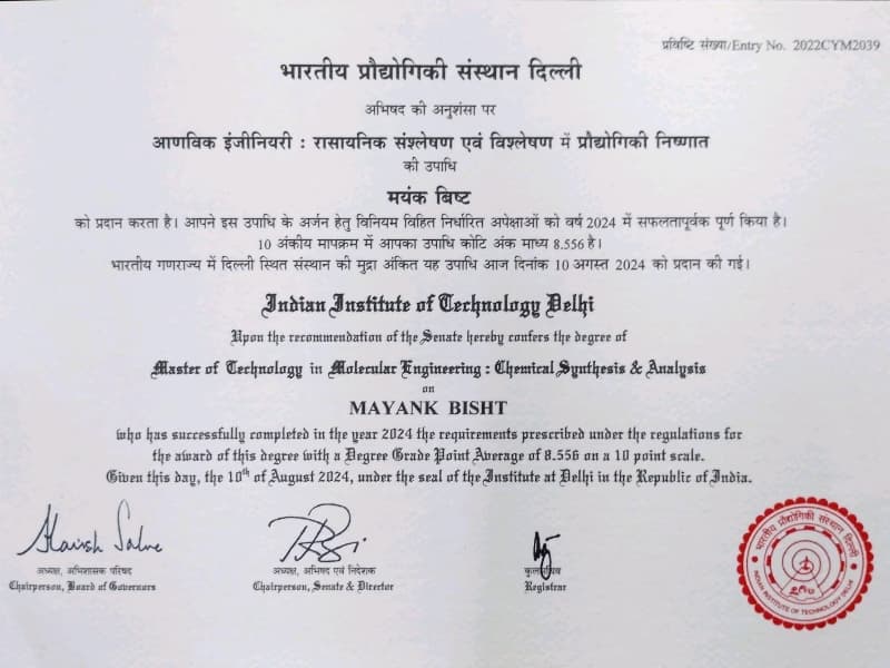 MAYANK graduated from University of Delhi