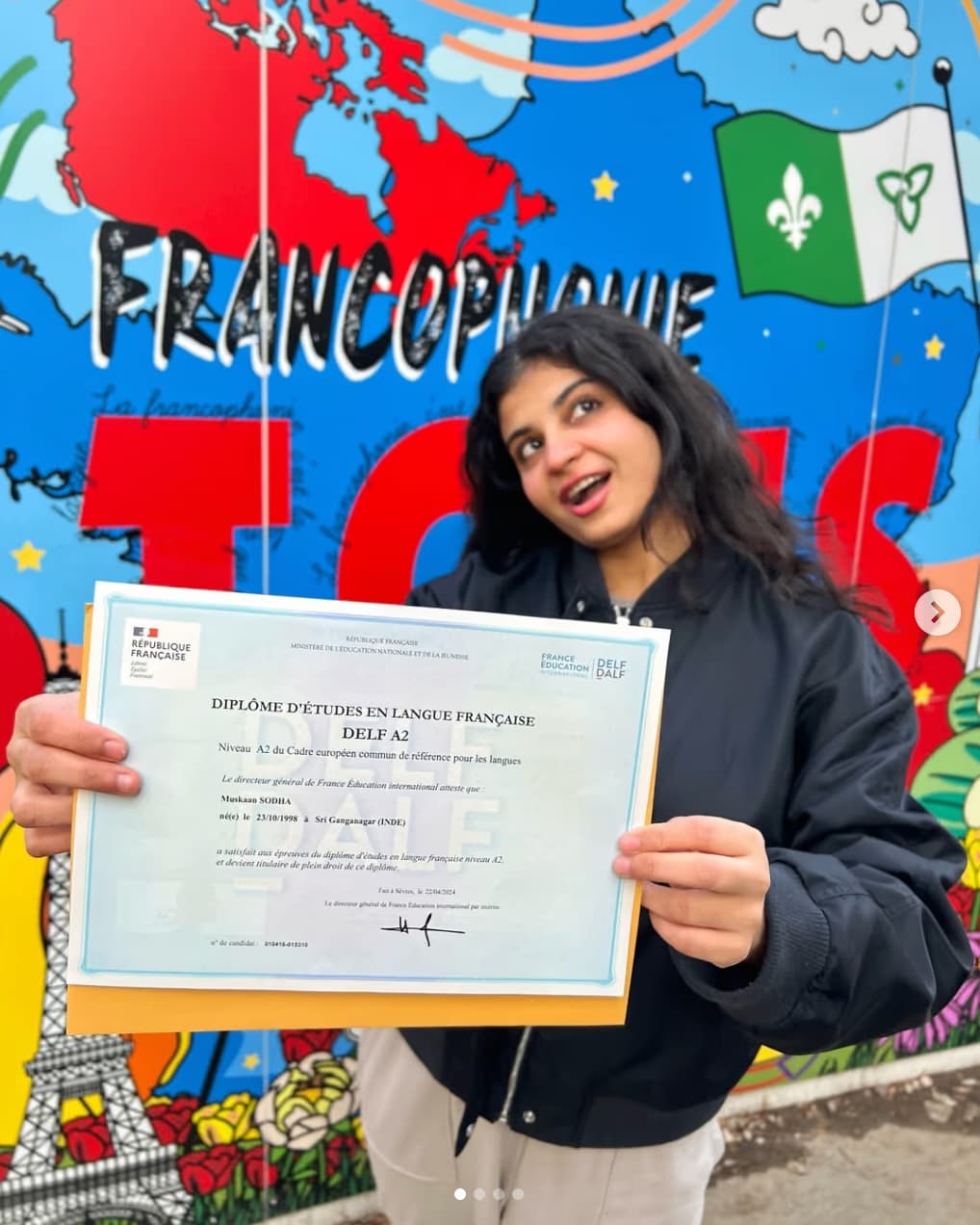 Muskaan graduated from Alliance Français Toronto