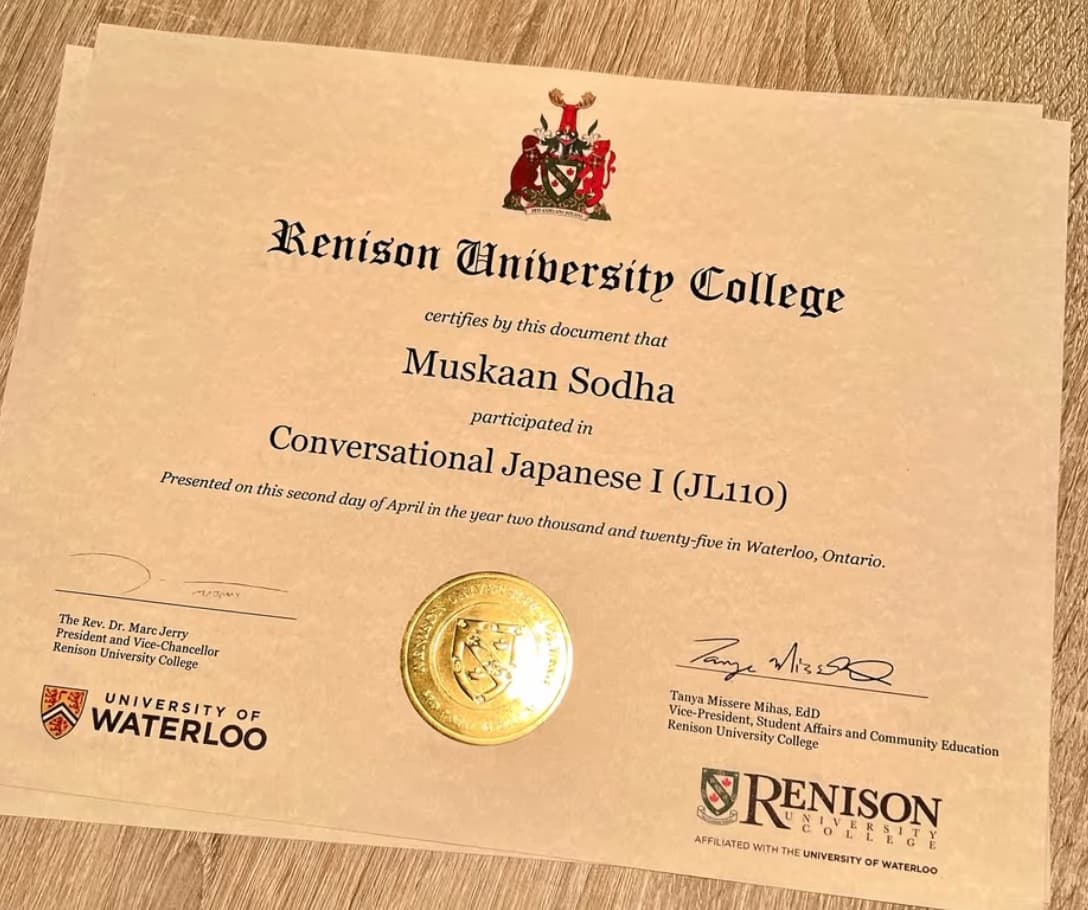 Muskaan graduated from Alliance Français Toronto