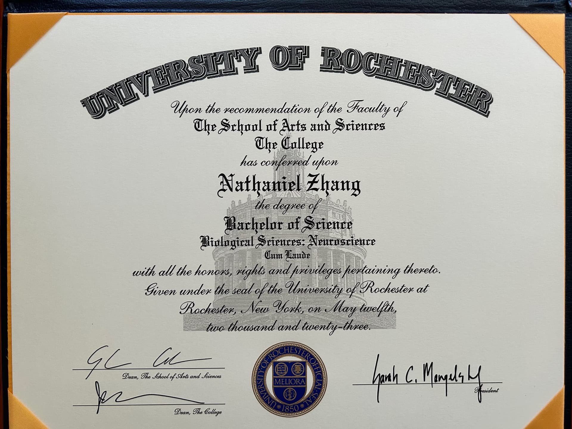 Nathaniel graduated from Eastman School of Music 