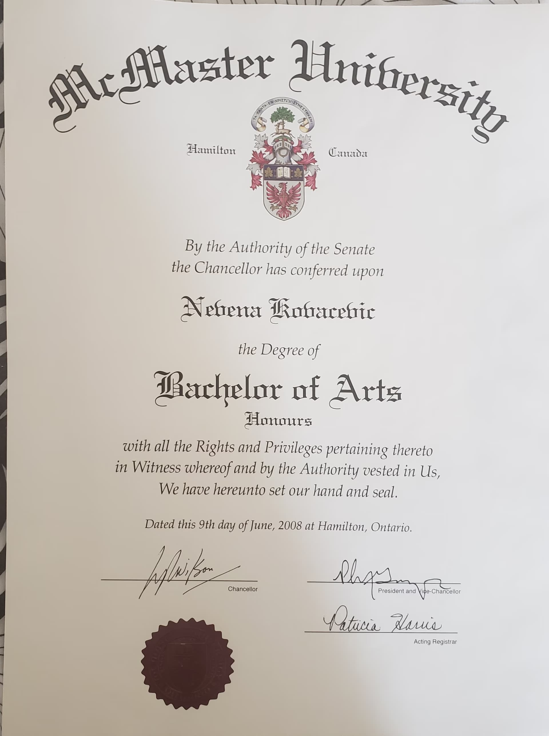Nevena graduated from McMaster University