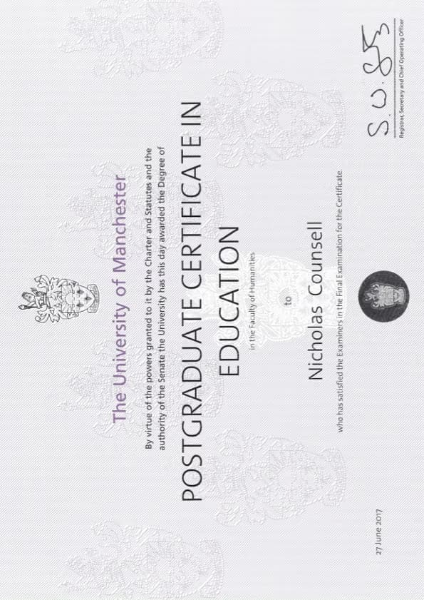 Nicholas graduated from University of Manchester